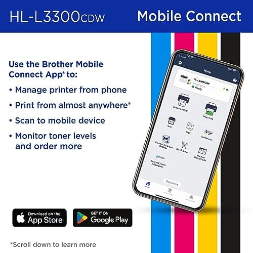 Brother HL-L3300CDW Wireless Digital Color Multi-Function Printer with Laser Quality Output, Copy & Scan, Duplex, Mobile | Includes 2 Month Refresh Subscription Trial ¹, Works with Alexa 5
