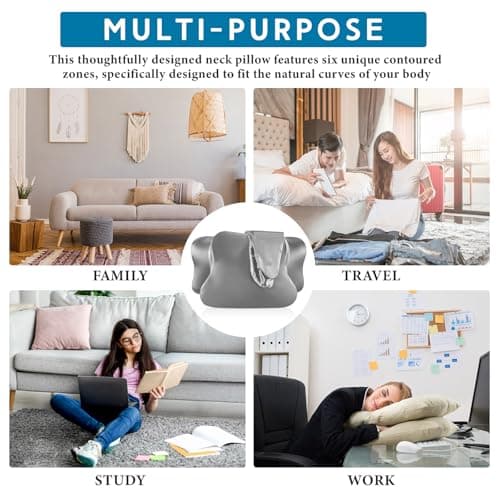 Hahafelt Cervical Neck Pillowcase (Only Pillowcase) Satin Pillow Cover with Zipper Ergonomic Contour Pillow Cover for Side Back Stomach Sleepers(Gray,Queen Size) 7