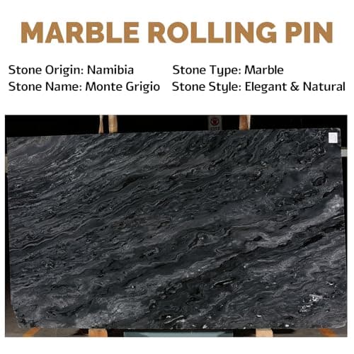 Koville African Natural Marble French Rolling Pin, 16inch Non-Stick Rolling Pin for Baking, Dough Roller for Pasta, Dumpling, Fondant, Pie, Bread, Pizza, Kitchen Baking Tools(Monte Grigio) 5