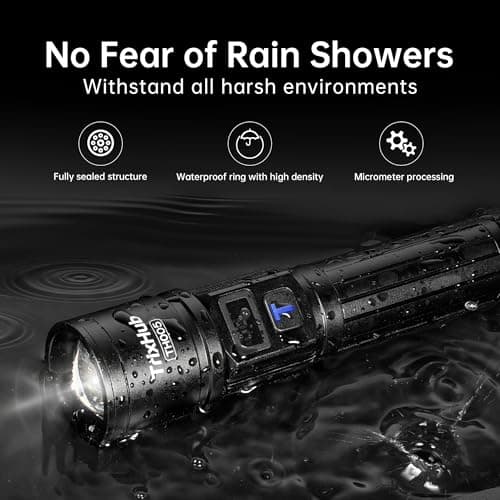 TrixHub Rechargeable Flashlights 2 Pack, Super Bright High Lumens Flash Light, 5 Modes Zoomable Linternas with LCD Digital Display, Powerful Handheld LED Flashlights for Home Emergencies Camping 7