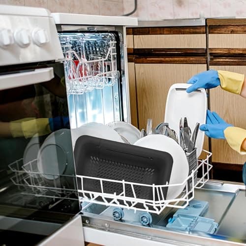 LASSHSWA Collapsible Colander for Kitchen, Over the Sink Strainer Basket for Kitchen, Fruit Pasta Food Strainer Expandable Plastic Colander BPA Free (Black) 7