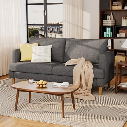 Loveseat Sofa Couch for Living Room with USB Type C Ports – 70" Small Dark Gray Upholstered Couches for Bedroom, Office or Apartment–Modern 2-Seater Deep Seating with Soft Cushions & Sturdy Frame 6