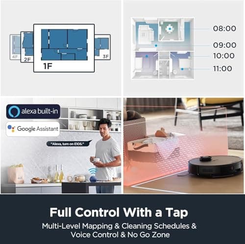 Eureka Robot Vacuum with Bagless Self Emptying Station, Robotic Vacuum Cleaner, 45-Day Capacity, 3000Pa Suction, LiDAR Navigation, NER E10s BK 6