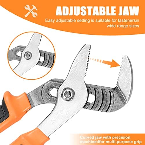 FASTORS 7-Pack Adjustable Wrench & Joint Pliers,Tongue and Groove Plier Set with Adjustable Wrench Set for Home Repair,Forged Steel Anti-Slip Comfortable Grip Handle 5