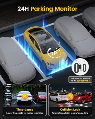 GKU Dash Cam Front and Rear Camera – 4K+1080P Dual Dash Camera for Cars with 64GB SD Card, 5GHz WiFi & App Control, Night Vision, Parking Mode, G-Sensor, Loop Recording, WDR, 170° Wide Angle 5