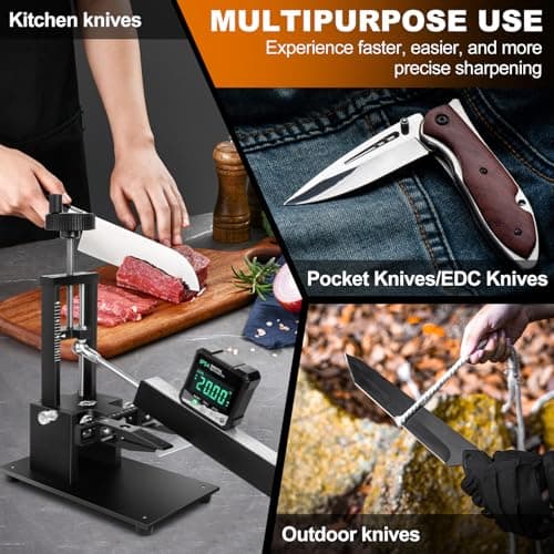 Precision Adjust Knife Sharpener, Guided Knife Sharpening System Kit with Digital Angle Finder, #400, #1000 Diamond Plate, Fixed Angle Knife Sharpener for Kitchen, Pocket, Hunting Knives 6