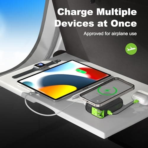 SEANCHEER P05 Portable Charger, Magnetic Power Bank, Small Wireless PowerBank, Battery Pack 10000mAh Travel Essentials Fast Charging with Built in Cable, Foldable Wall Plug for iPhone,Samsung,Andriod 6