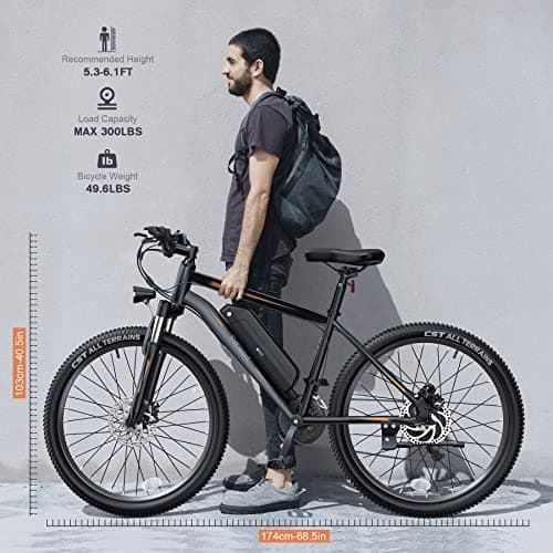 Wooken Electric Bike for Adults with Peak 750W Motor, 27.5'' Ebike with 48V 499WH Removable Battery, Up to 55 Miles Electric Mountain Bike, 21.6MPH Adults Electric Bicycle with LCD Display, 21 Speed 6