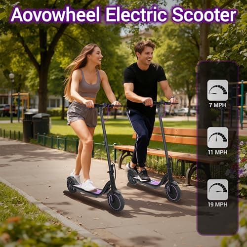 Aovowheel Electric Scooter Adults, Foldable 8.5" Tires E Scooter for Adults, 19 Mph, 350W Motor, Kick Scooters Max 16 Miles Long Range for Commuting, Electric Scooter with Dual Braking System, APP 8