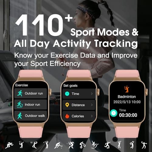 STECEi Smart Watch for Men Women Bluetooth Call, 1.85" HD Screen Smartwatch with Heart Rate/Sleep Monitor, 110+ Sport Modes Activity Trackers IP68 Waterproof, Fitness Watch for Android iOS, Rose Gold 5