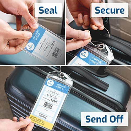 Highwind 4 Pack Cruise Luggage Tag Holder for Suitcases - Travel Essentials, Compatible with Major Cruise Lines - Waterproof Luggage Tags for Suitcases with Secure Attachment - Zip Seal, Steel Loops 5