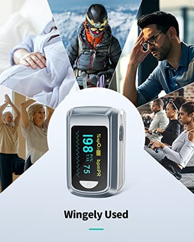 HealthTree Pulse Oximeter Oxygen Monitor Fingertip, Bluetooth Pulse Ox with Free APP, O2 Pulse Oximeter Finger and Heart Rate Monitor, 2 X AAA Batteries, Lanyard 8