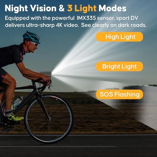 Action Camera 4K 30fps with GPS Tracker, Wireless Bike Camera, Cycling Speedometer/Odometer, Free 64G Card, Anti-Shake Sport DV, IP65 Waterproof, Bicycle Light, Cycling Computer with APP Support, Grey 6