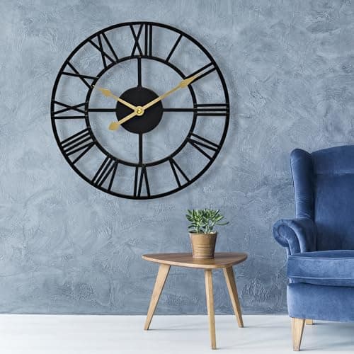 Sorbus Large Wall Clock for Living Room Decor - 24 inch Big Wall Clock Decorative - Battery Operated - Roman Numeral Analog Large Clock for Bedroom, Room, Home, Kitchen, Office, Wall Decor (Black) 5