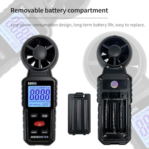 Portable Wind Speed Meter Outdoor,Airflow Gauge,Handheld Anemometer for Measuring Wind Speed,Temperature,Wind Level with Backlight and Max/Min/AVG/5 Units 5