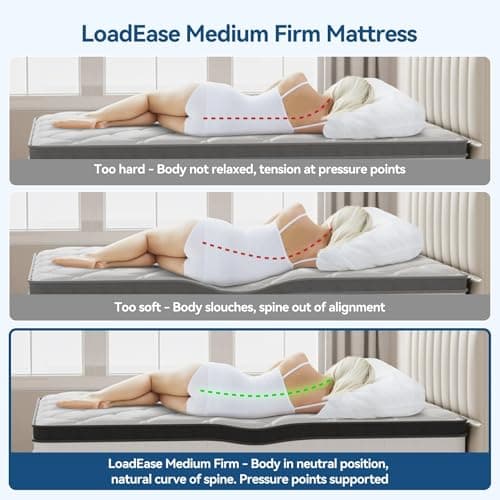 LoadEase Mattress Queen Size, 12 Inch Queen Hybrid Mattress in a Box, Medium Firm Memory Foam & Individually Wrapped Pocket Springs for Pain Relief, Motion Isolation, Edge Support, 80x60x12 5