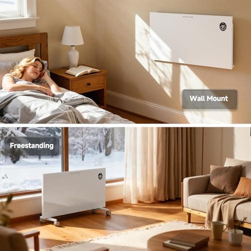 Pasapair Convection Panel Space Heater Indoor Use, 1500W Electric Heater with Wifi App Control, Smart Mica Infrared Heater with Programmable Thermostat, Wall Mount or Standing, Quiet & Eco Mode 6