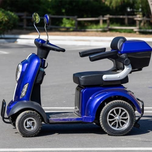 Heavy Duty 4-Wheels Mobility Scooter, 400 lb Capacity Large Wheelchair Device for Seniors & Adults, Speed Adjust, Storage Trunk, Ship Fully Assembled in US (Blue) 6