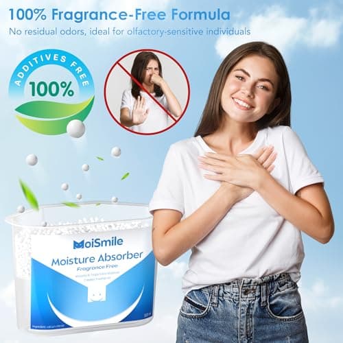 Moismile Moisture Absorbers, Efficient Humidity Absorber ＆ Odor Eliminator Boxes, Refillable Car Dehumidifier for Closet, Bathroom, Basement＆ RV, 3 Pack, Fragrance Free 6