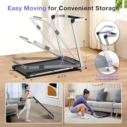 Cardirun 3 in 1 Walking Pad Treadmill with Desk Workstation, 3.0HP Foldable Treadmill 350 lb Capacity, Under Desk Treadmills with Handle & Incline for Home, 4 Control Methods, 2s Folding 7