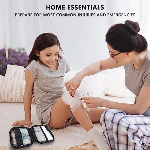 Mini First Aid Kit - 120 Piece Small Waterproof Hard Shell Medical Kit for Car, Home, Office, Travel, Camping, Sports, Outdoor, School - Emergency First Aid Supplies and Survival Kit (Red) 6