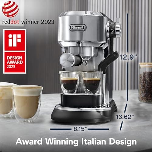 De'Longhi Dedica Maestro Plus Espresso Machine, Automatic Steam Wand, 3 Coffee Temp & Milk Foam Settings, 54oz Removable Tank, Easy-to-Clean Dishwasher-Safe Parts, Compact Stainless Steel Design 6