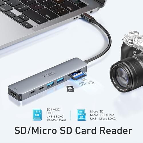 USB C Hub HDMI Adapter for MacBook Pro/Air, 7 in 1 USBC Dongle with HDMI, microSD/SD Card Reader, USB C Data Port,100W PD, and 2 USB 3.0 Compatible for MacBook Pro/Air, Dell XPS, Lenovo Thinkpad. 6