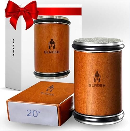 GLADEK Luxury Rolling Knife Sharpener - Double-Sided Diamond Sharpening Stone, Beech Wood and Stainless Steel, Precision 15°/20° Angle Guide, Ideal for All Kitchen Knives - Elegant Gift Box Included