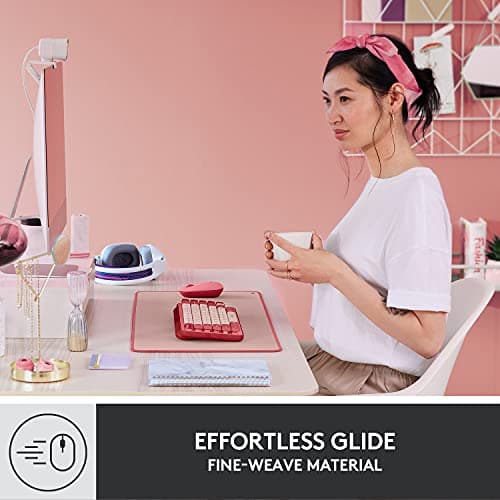 Logitech Desk Mat - Studio Series, Multifunctional Large Desk Pad, Extended Mouse Mat, Office Desk Protector with Anti-Slip Base, Spill-Resistant Durable Design, in Darker Rose 6