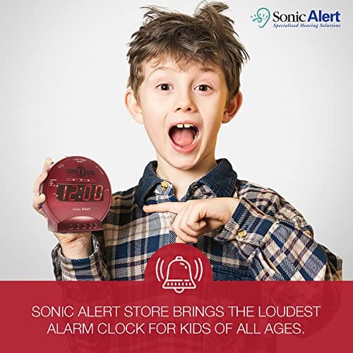 Sonic Alert Sonic Bomb Dual Alarm Clock with Bed Shaker, Red Vibrating Alarm Clock Heavy Sleepers, Battery Backup | Wake with a Shake 8