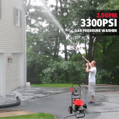 PowerSmart Gas Pressure Washer - 3300 PSI, 2.5 GPM with Onboard Soap Tank, Spray Gun & Wand, and 5 Nozzles - Perfect for Cleaning Cars, Fences, Driveways, Homes, Patios & Furniture 8