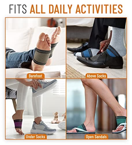 Copper Edge Copper Arch Support for Plantar Fasciitis. 2 Half Socks/Sleeve Compression Brace for Women and Men. Orthotics Feet Pain Aid Fit for Flat/High/Fallen Arches, Foot Care (Copper) 5