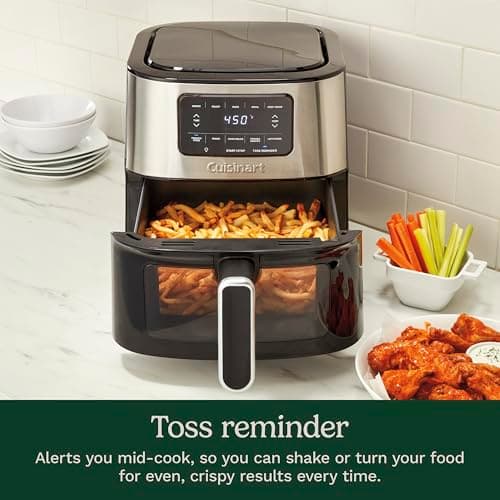Cuisinart Air Fryer, 6-Quart Basket Large Fryer with 5 Cooking Functions to Roast, Bake, Broil, Air Fry and Keep Warm, 5 Airfryer Presets, Dishwasher-Safe Parts, AIR-200NAS, Stainless Steel & Black 5