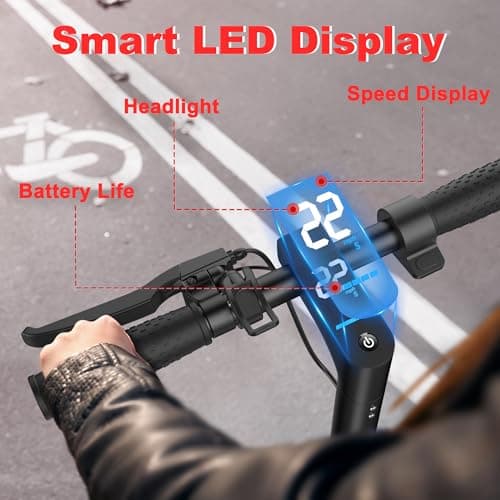 Maxshot Electric Scooter, 8.5" /10" /14" Tire, 16/19/22 Mph Top Speed, 12/16/21/27/28/49/50 Miles Long Range, Folding Escooter for Adults and Kids with Seat Bag, Dual Braking, Dual Suspension, App 7