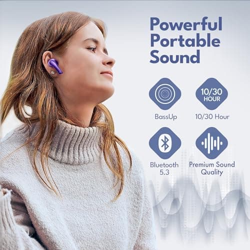 Groovz True Wireless Earbuds with Charging Case - Designed and Engineered in The USA - IPx4 Water Resistant Bluetooth Earbuds Compatible with Apple & Android - 27Hr Battery Life - Deep Purple 7
