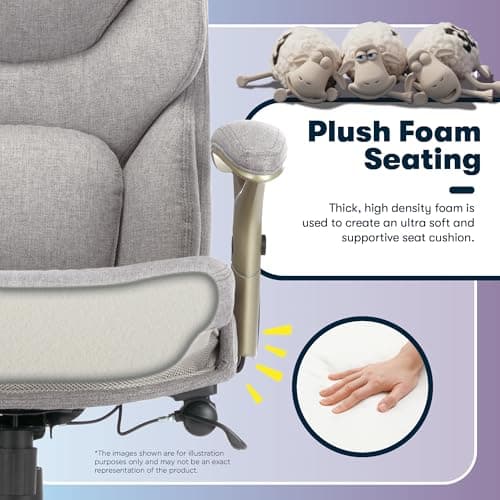 Serta Ergonomic Executive Office Chair Motion Technology Adjustable Mid Back Design with Lumbar Support, Light Gray Fabric 7