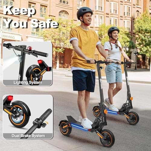 Electric Scooter for Adults - 500W Motor/10”Solid Off-Road Shock Tire,24MPH Max Speed Folding E-Scooter,Front and Rear Dual Suspension Lightweight Scooter for Campus Passage Urban Travel,UL Certified 9