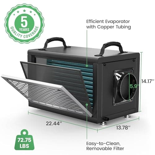 Waykar 130 Pints Energy Star Most Efficient Commercial Dehumidifier with Pump and Drain Hose for Crawl Spaces, Basements, Ducted Industrial Use, and Water Damage Unit - 5-Year Quality Coverage 6