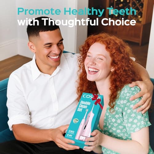 COSLUS C20 & C41 Portable Water Flosser with Electric Toothbrush Combo: 2-in-1 Oral Clean Kit for Teeth, Braces, Gums Care - Brushing & Flossing for Adults, Family, Travel Use, BPA-Free, Pink 9