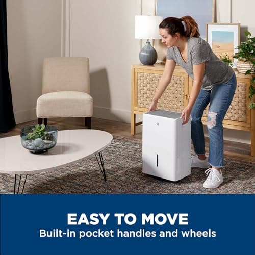 GE Energy Star Portable Dehumidifier for Basement, Bedroom, Bathroom, Closet or Small Rooms up to 1500 Sq Ft, 22 Pint with Removable Bucket and Continuous Drain Connect for Auto or Manual Drainage 7