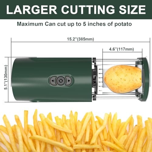 Electric French Fry Cutter, Professional Commercial Automatic French Fry Cutter Stainless Steel with 1/2 & 3/8 Inch Blade, Vegetable Cutter, Electric French Fries Maker 5