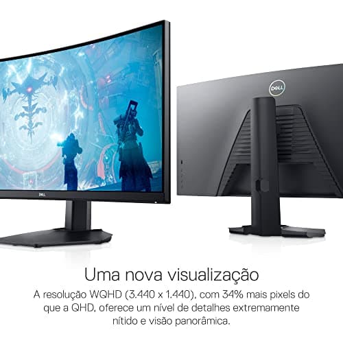 Dell S3422DWG 34 inch WQHD (3440x1440) 21:9 1800R Curved Gaming Monitor, 144Hz, VA, 1ms MPRT, AMD FreeSync Premium Pro, HDR 400, DisplayPort, 2X HDMI, 5X USB 5