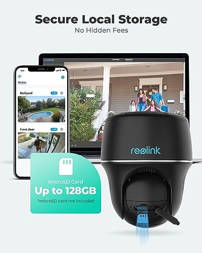 REOLINK 5MP Security Camera System Wireless Outdoor, Pan Tilt Battery Solar Cam with 2.4/5GHz Dual-Band WiFi, Smart Detection, Time Lapse, Home Hub Compatible, Argus PT + Solar Panel (Black) 8