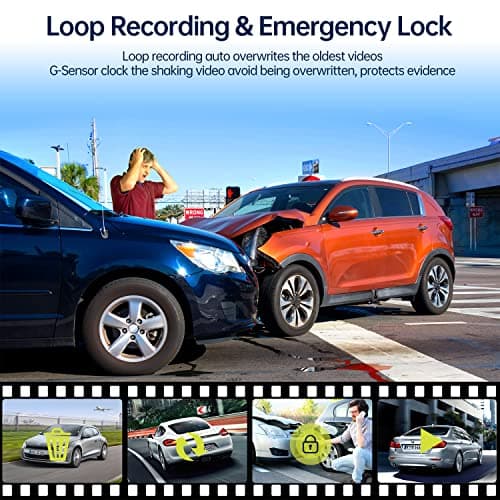 Dual Dash Cam Front and Inside 1080P Dash Camera for Cars IR Night Vision Car Camera for Taxi Accident Lock Parking Monitor 2 Mounting Options 64GB SD Card 6