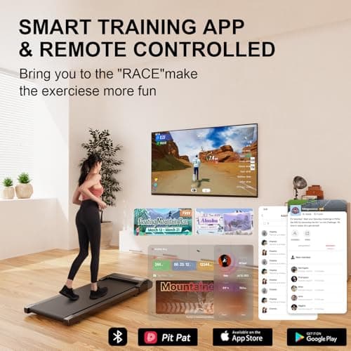 DeerRun Under Desk Walking Pad Treadmill for Home & Office, 6% Manual Incline, 0.6–3.8 MPH Walking Speed, 300 lb Capacity, App & Remote Control 6