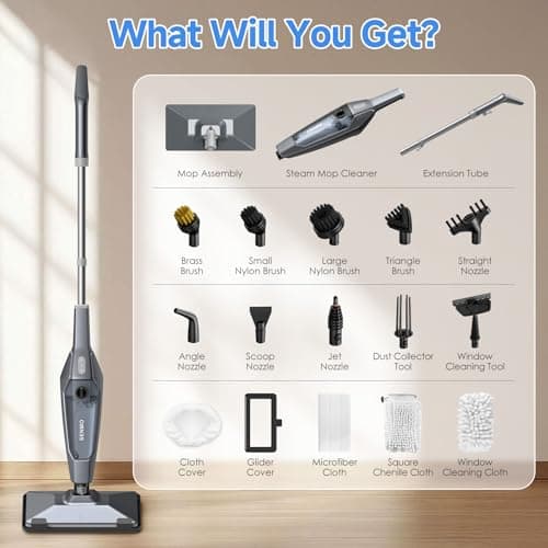 SENMO Steam Mop, 14-in-1 Detachable Steam Cleaner for Home and Floor, 1300W 228°F Deep Cleaning MultiPurpose Floor Steamer with 14 Attachments for Hardwood Floors, Tile, Grout, Furniture, Carpet, Wall 9
