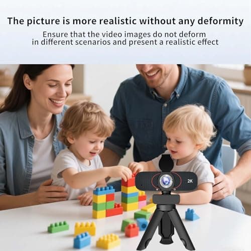 Lusinx 2K Webcam for Computer/Laptop/Desktop/PC, Camera with Microphone, USB Plug&Play, Auto Low Light Correction, Privacy Cover, Tripod, Wide Angle for Meeting/Online Video/Zoom 6