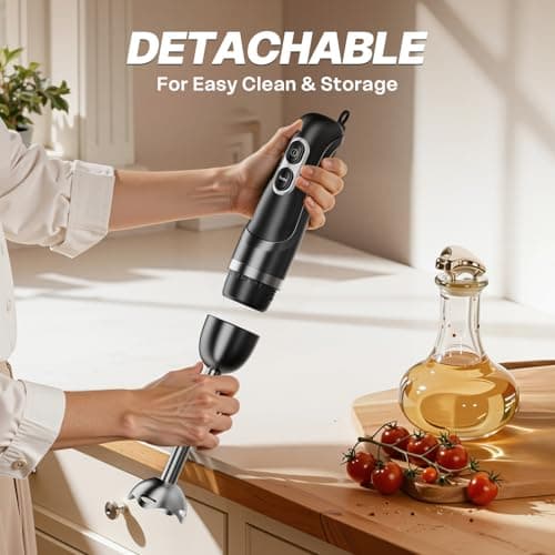 Immersion Blender Handheld, Corded Electric Blenders Portable Stick Mixer with 2 Mixing Speed and Stainless Steel Blades Emulsifier for Effortless Blending Soup, Smoothies, Puree or Baby Food 6