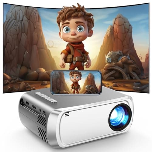 Mini Projector, iTJQ Portable Projector 1080P Supported for Indoor Outdoor Movies, Phone Projector Compatible with iOS/ Android, Laptop, TV Stick/ PS5, USB/HDMI/Type-C (Silver, VF370)