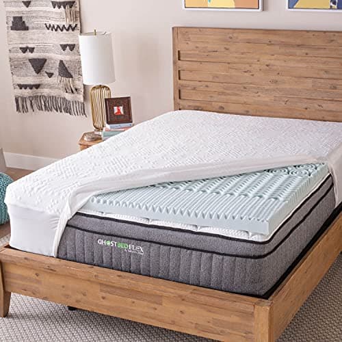 GhostBed 3 Inch Cooling Gel Memory Foam Mattress Topper - Waterproof Cover, Protector, Made in USA - Memory Foam Mattress Cover Twin XL